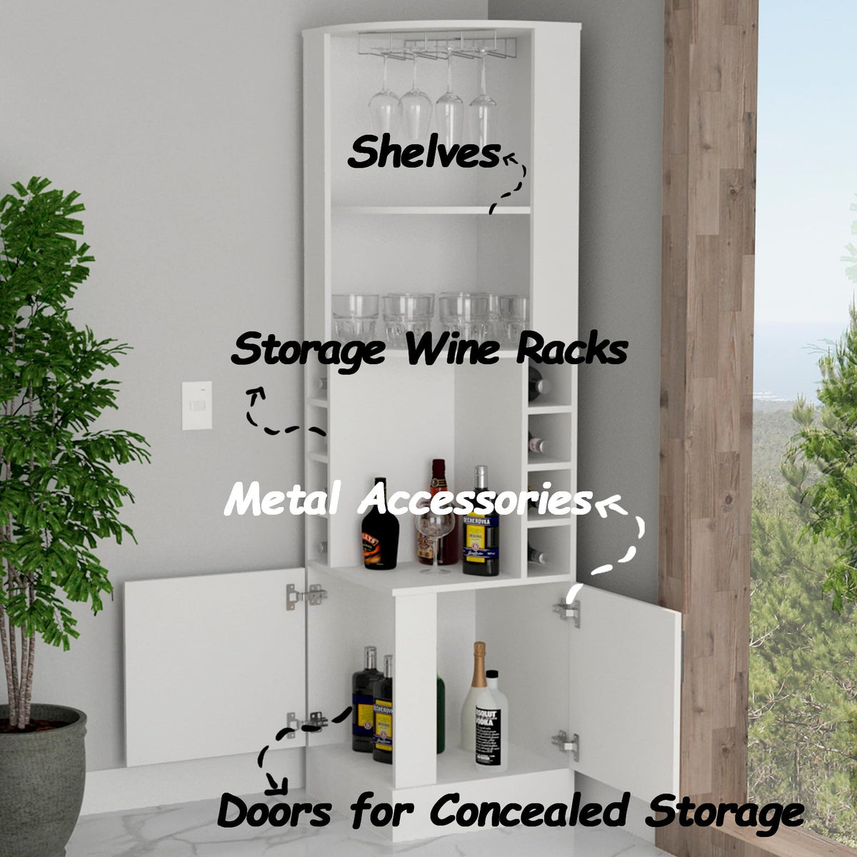 HRVEOCEI 71 Inch Corner Wine Cabinet, Tall Corner Bar Cabinet