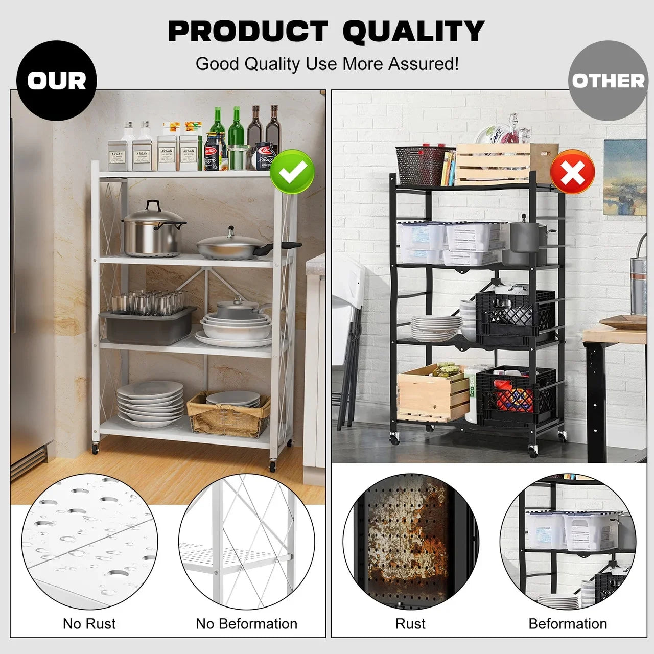 Tier Rack Metal Storage Style Heavy Shelving White QRInnovations Duty 3/4 Modern
