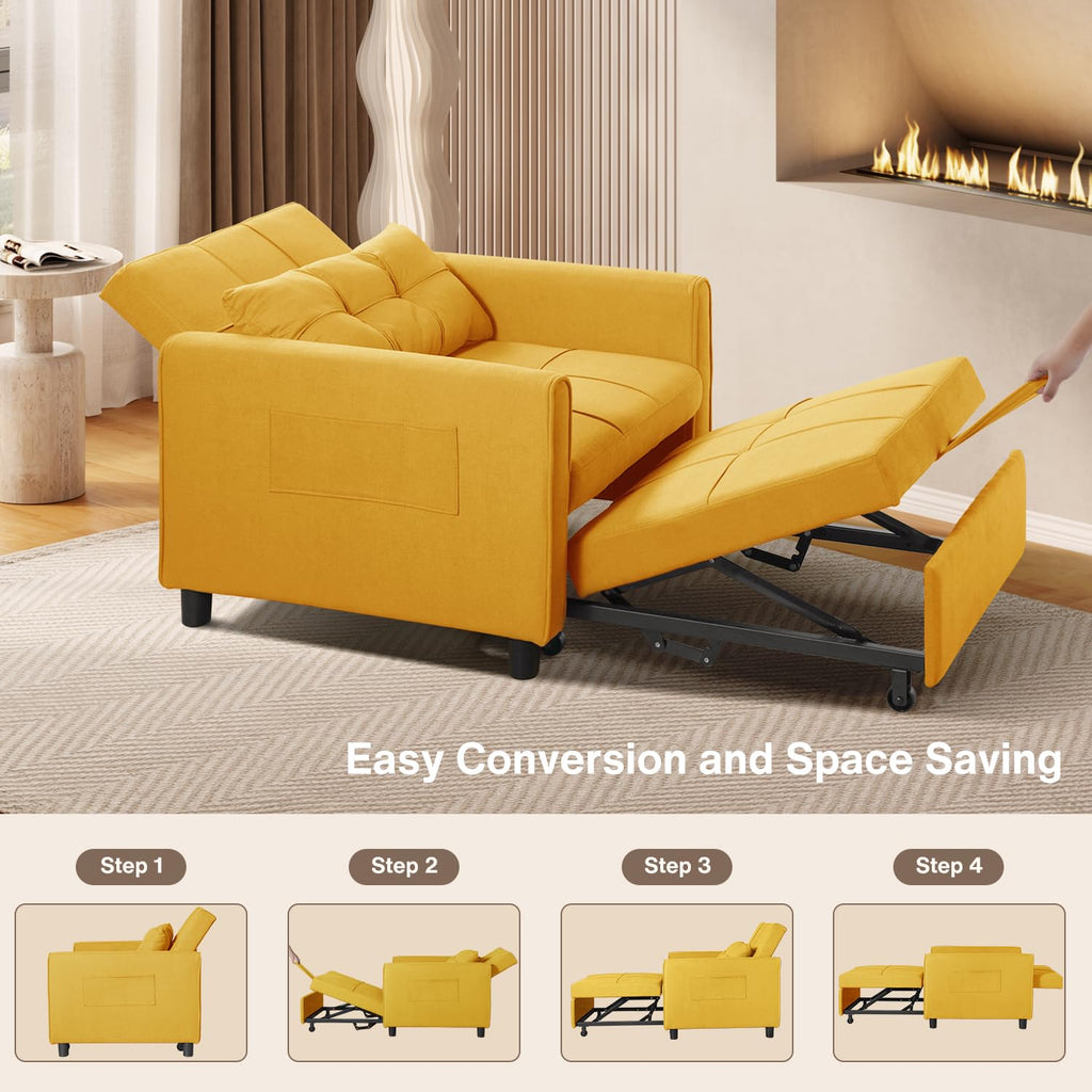 Aiho 3-in-1 Sleeper Chair Bed Convertible Sofa, Dark Gray