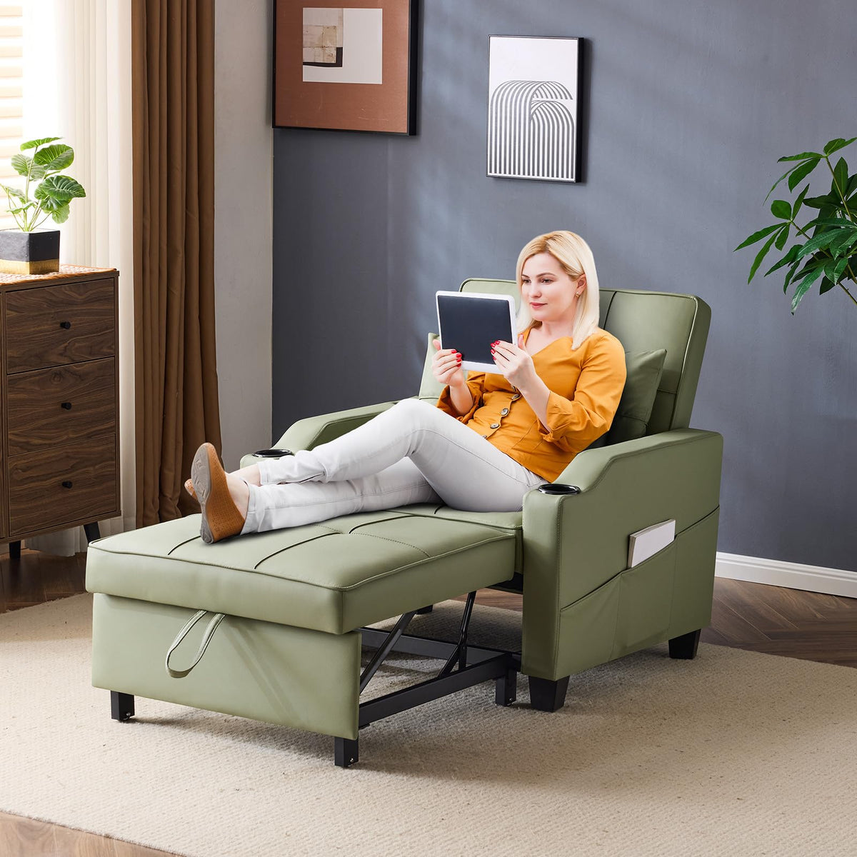 VINGLI Convertible Sleeper Chair Bed, Pull Out Sofa Couch for Living Room