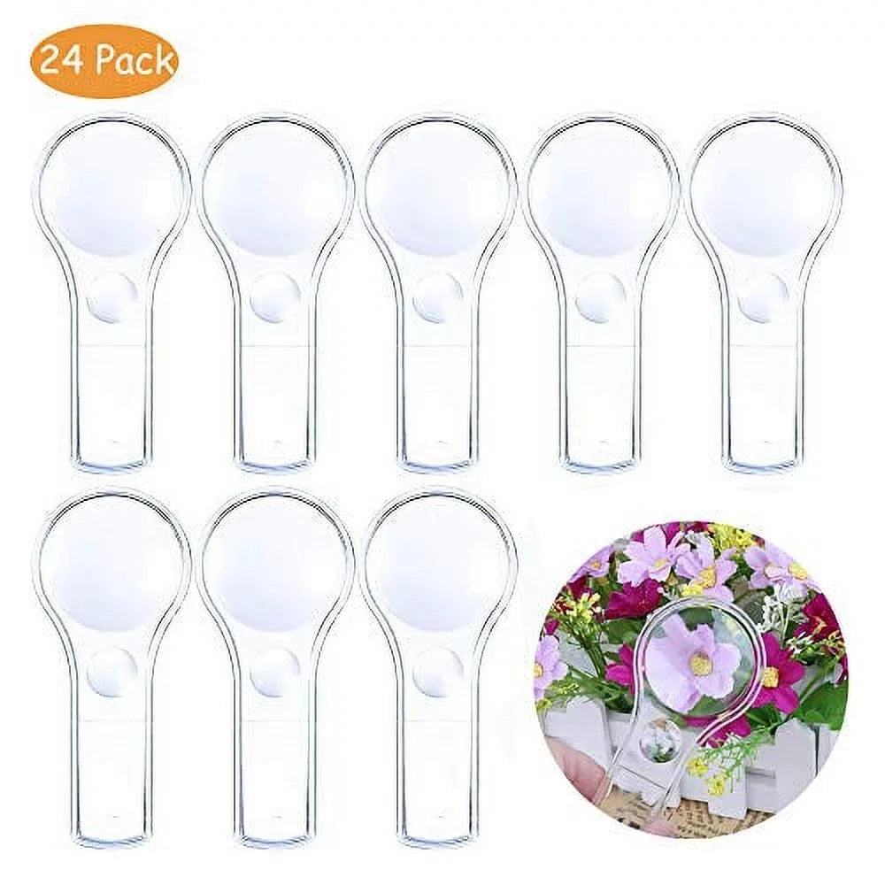 Lens Hand Outdoor Glass 24 Irchlyn Reading Handheld 15X 5X Magnifier, And Observation Magnifying Plastic Pack Home, For Kids Mini Science Classroom,