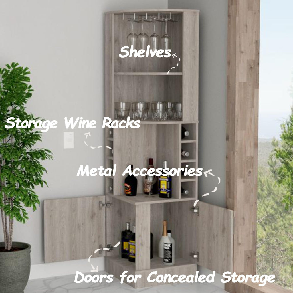 HRVEOCEI 71 Inch Corner Wine Cabinet, Tall Corner Bar Cabinet