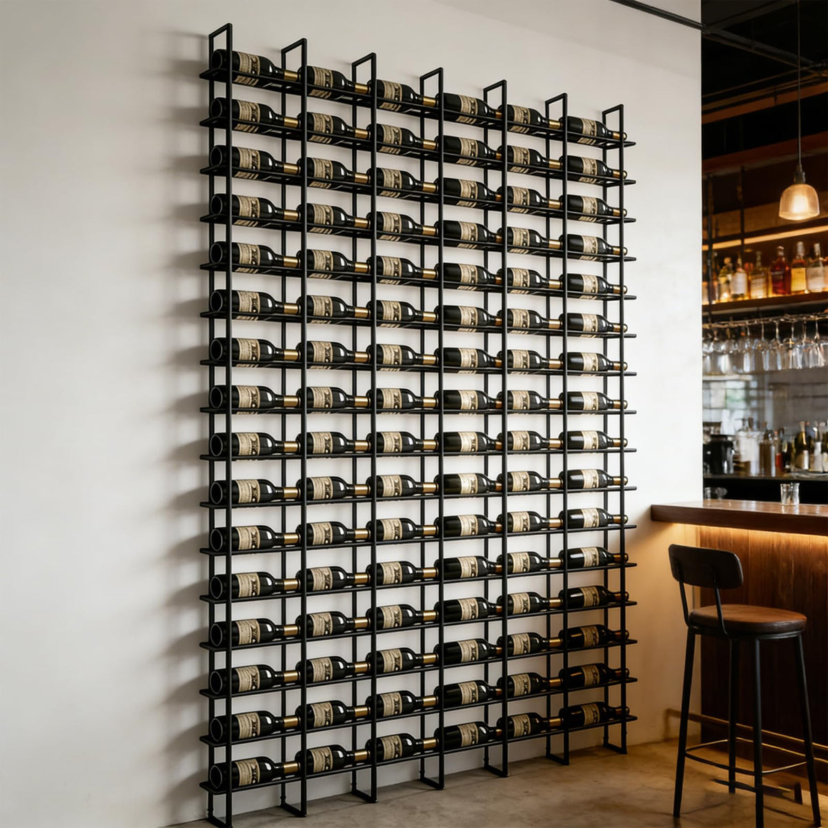 Large Wall Mounted Wine Rack, (Gold, 3 Cols (48 Bottles))