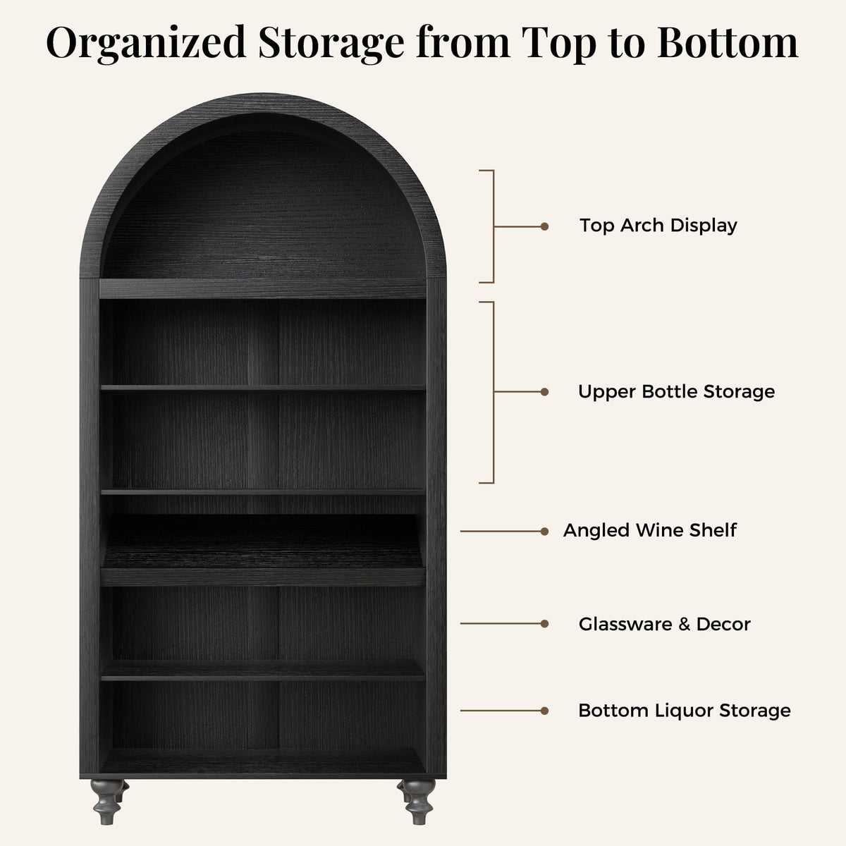 71" Tall Arched Wine Bar Cabinet with Wine Racks & Glass Holder, Wide Liquor Cabinets with LED Lights & Charing Ports, Kitchen Pantry Cupboard, Coffee Bar Storage Cabinet for Home, Dining Room (Oak)