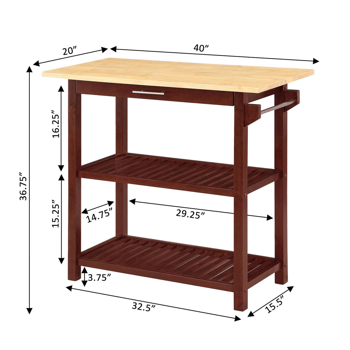 Convenience Concepts Designs2Go Butcher Block Kitchen Island, Sage, 40"