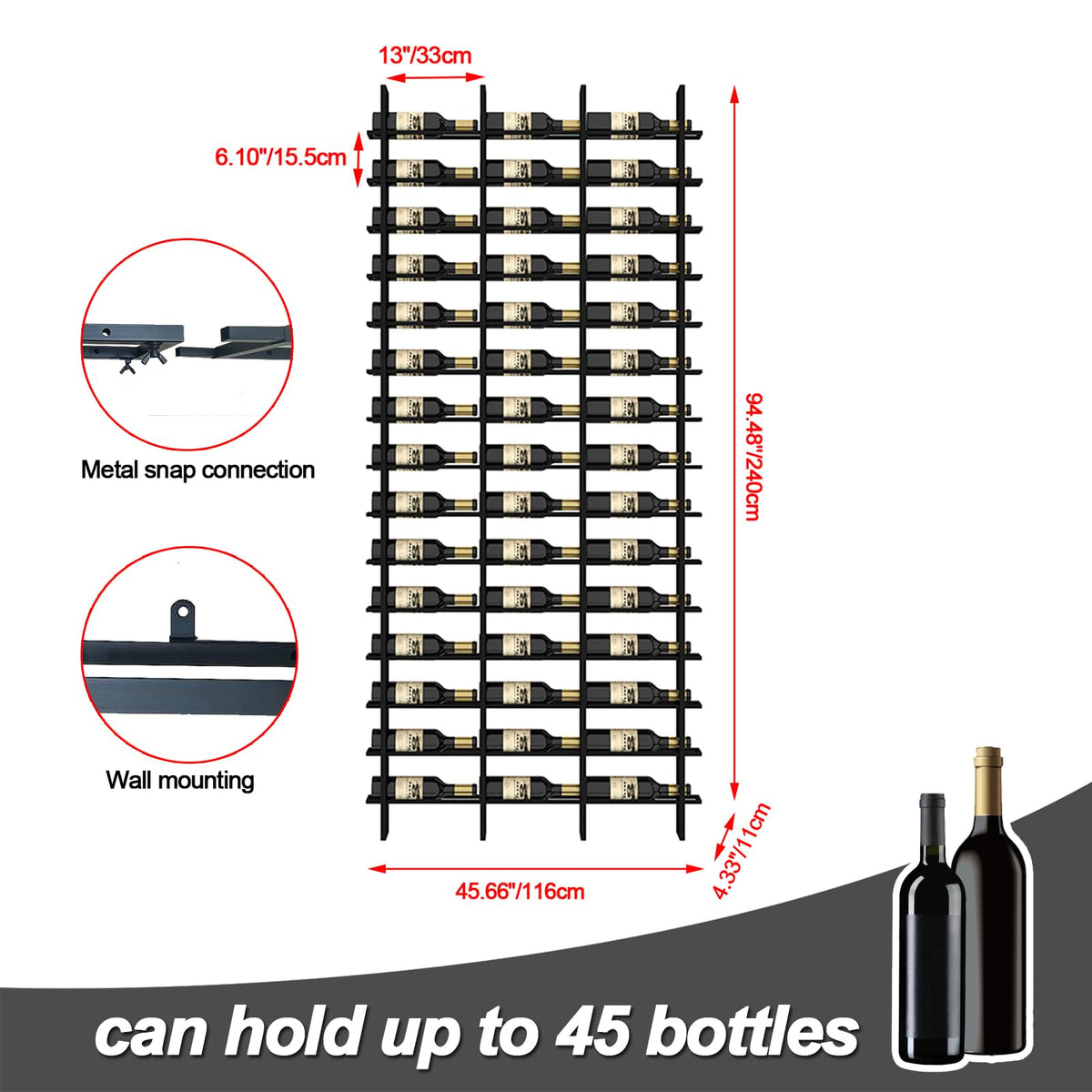 16 BottleWall Mount Wine Rack