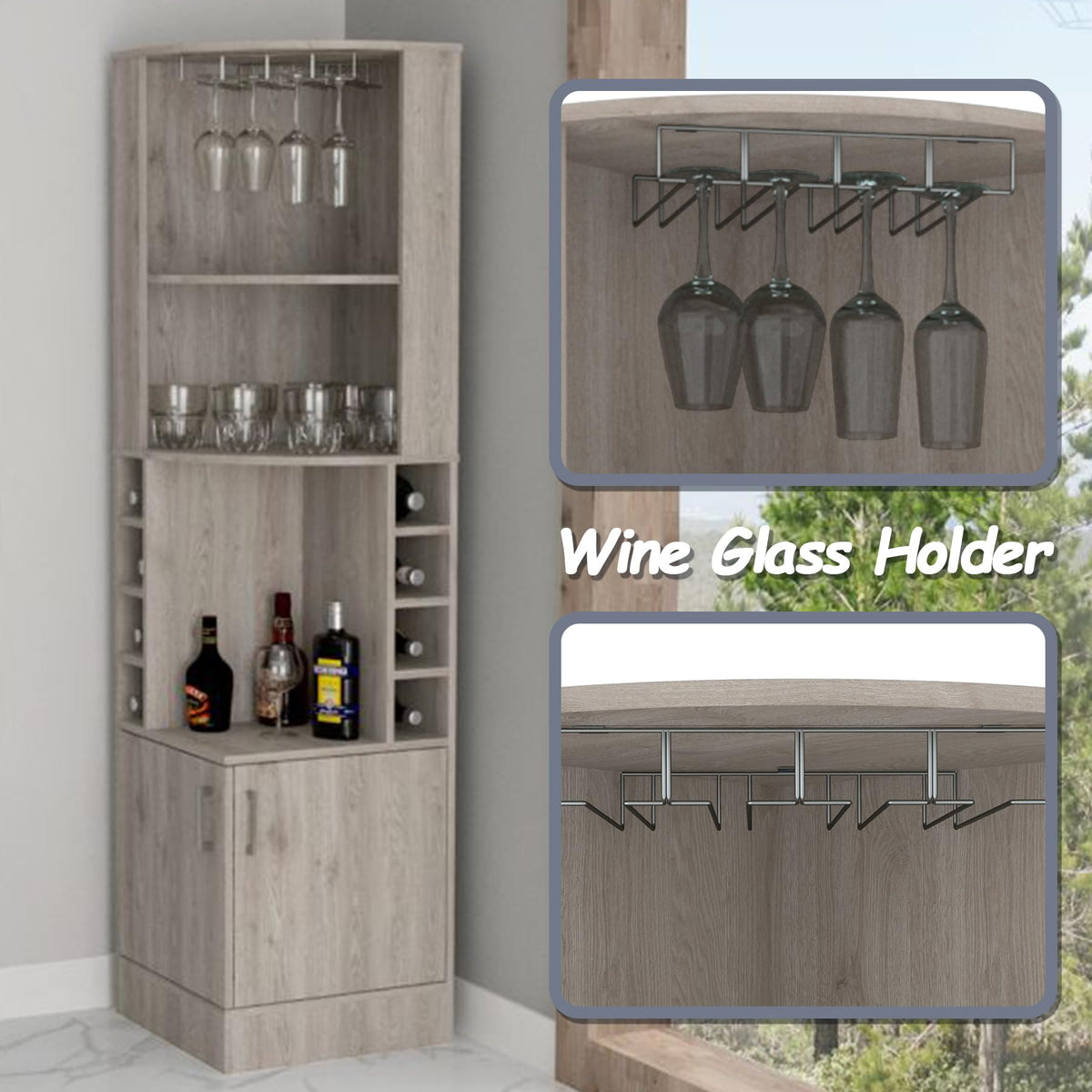 HRVEOCEI 71 Inch Corner Wine Cabinet, Tall Corner Bar Cabinet