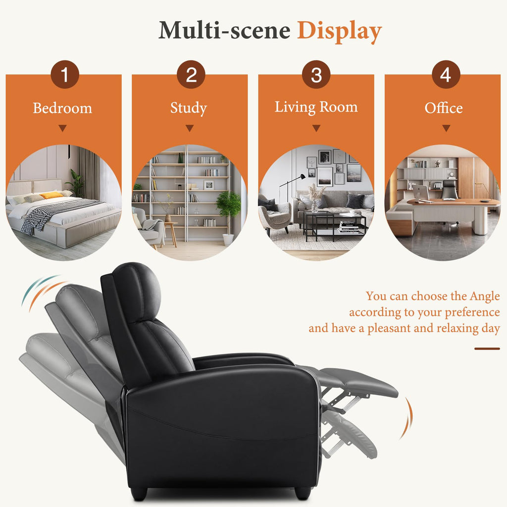 OLIXIS Recliner Chair, Reclining Sofa Chair with 3 Adjustable Angles