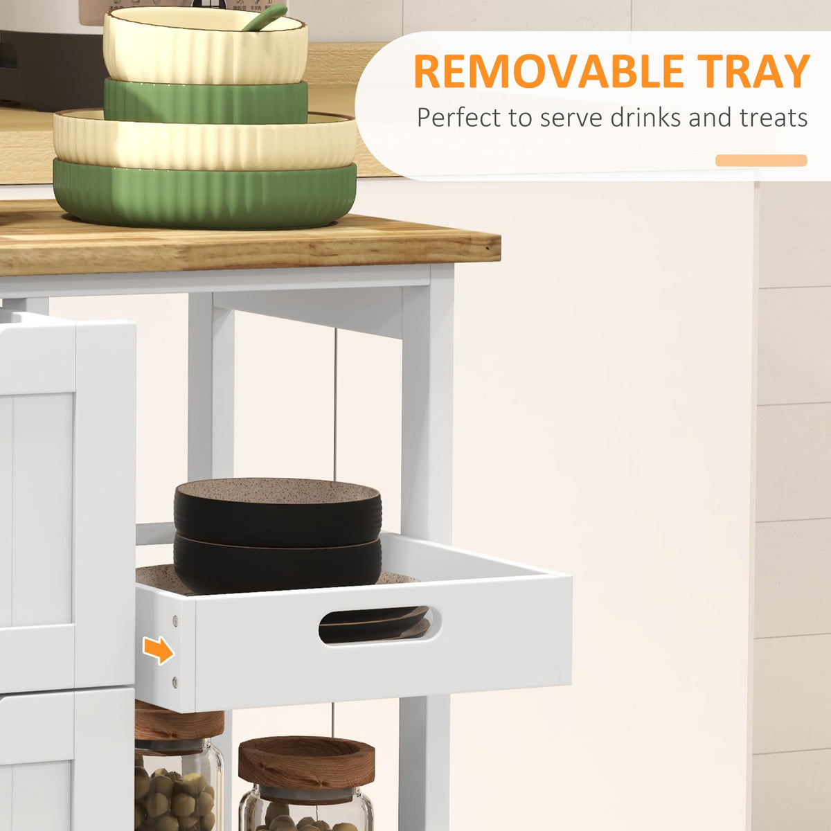HOMCOM Kitchen Island Cart, Rolling Kitchen Island, Wood Top, Gray