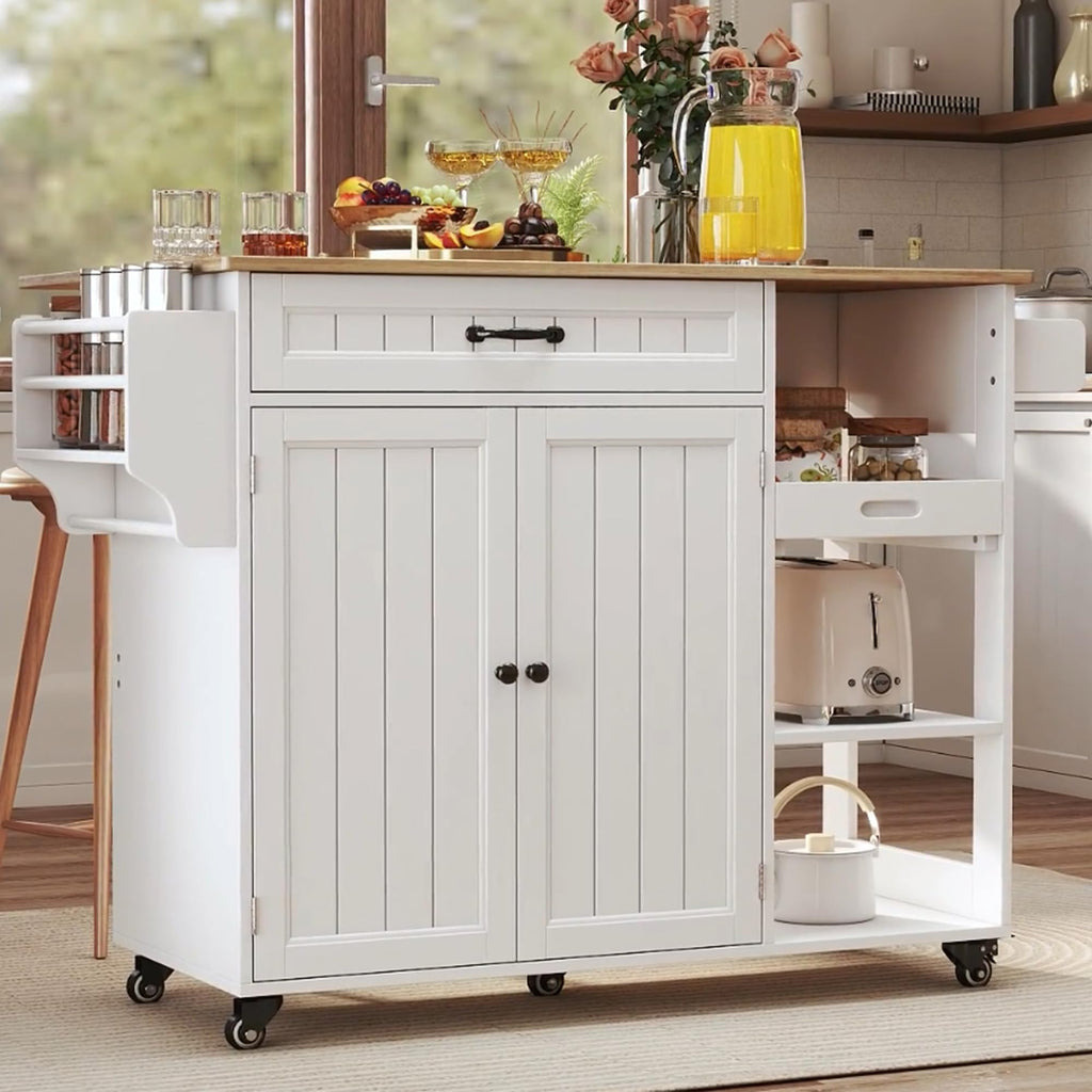 Gizoon 41.7" W Kitchen Island with Storage, Kitchen Island with Drop Leaf