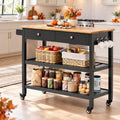 Gizoon Kitchen Island Cart with Storage and 40ââ Wooden Top, Black