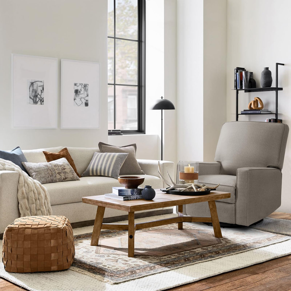 Harkawon Swivel Rocker Recliner Chair, Glider Rocker Recliner, Beige
