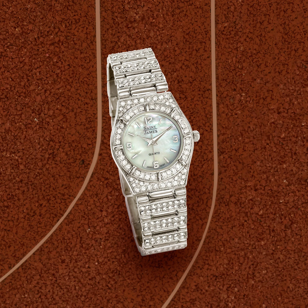 Crystal Mother-Of-Pearl Women's, Watch and Saint 25mm in Steel, Women's Adult Ross-Simons Stainless James