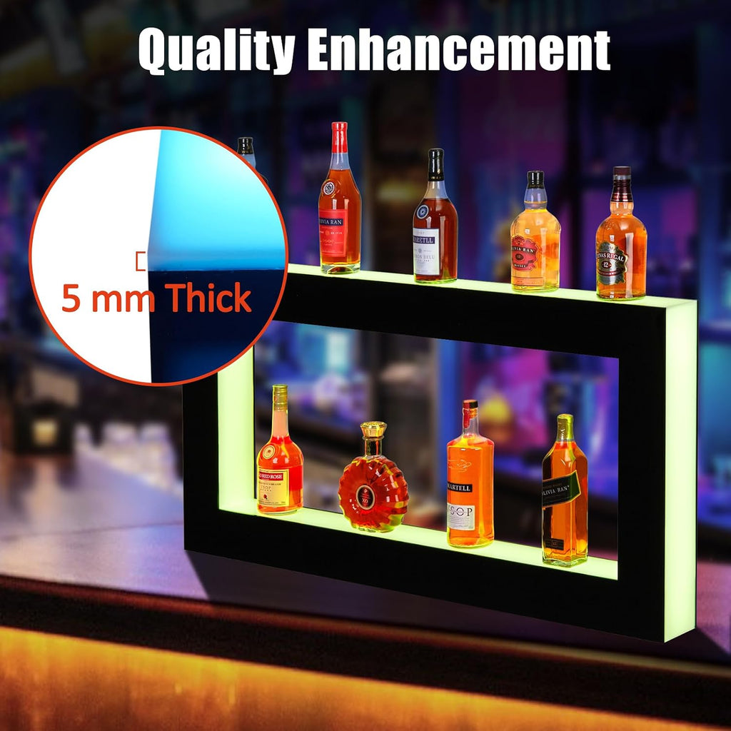 48'' Acrylic LED Liquor Display Cabinet, WallâMounted Wine Bottle Rack