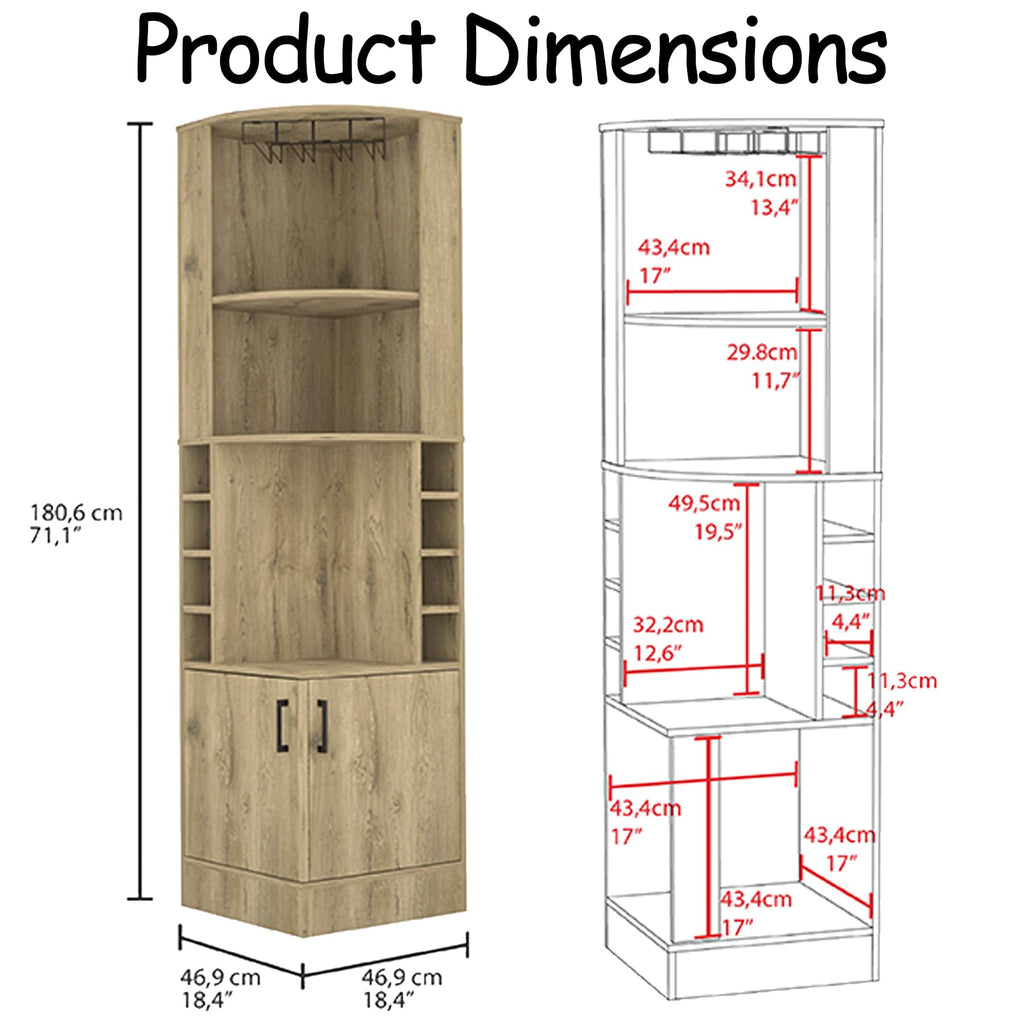 HRVEOCEI 71 Inch Corner Wine Cabinet, Tall Corner Bar Cabinet