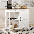 Small Kitchen Island Cart on Wheels with 31.4'' Wood Tabletop, White