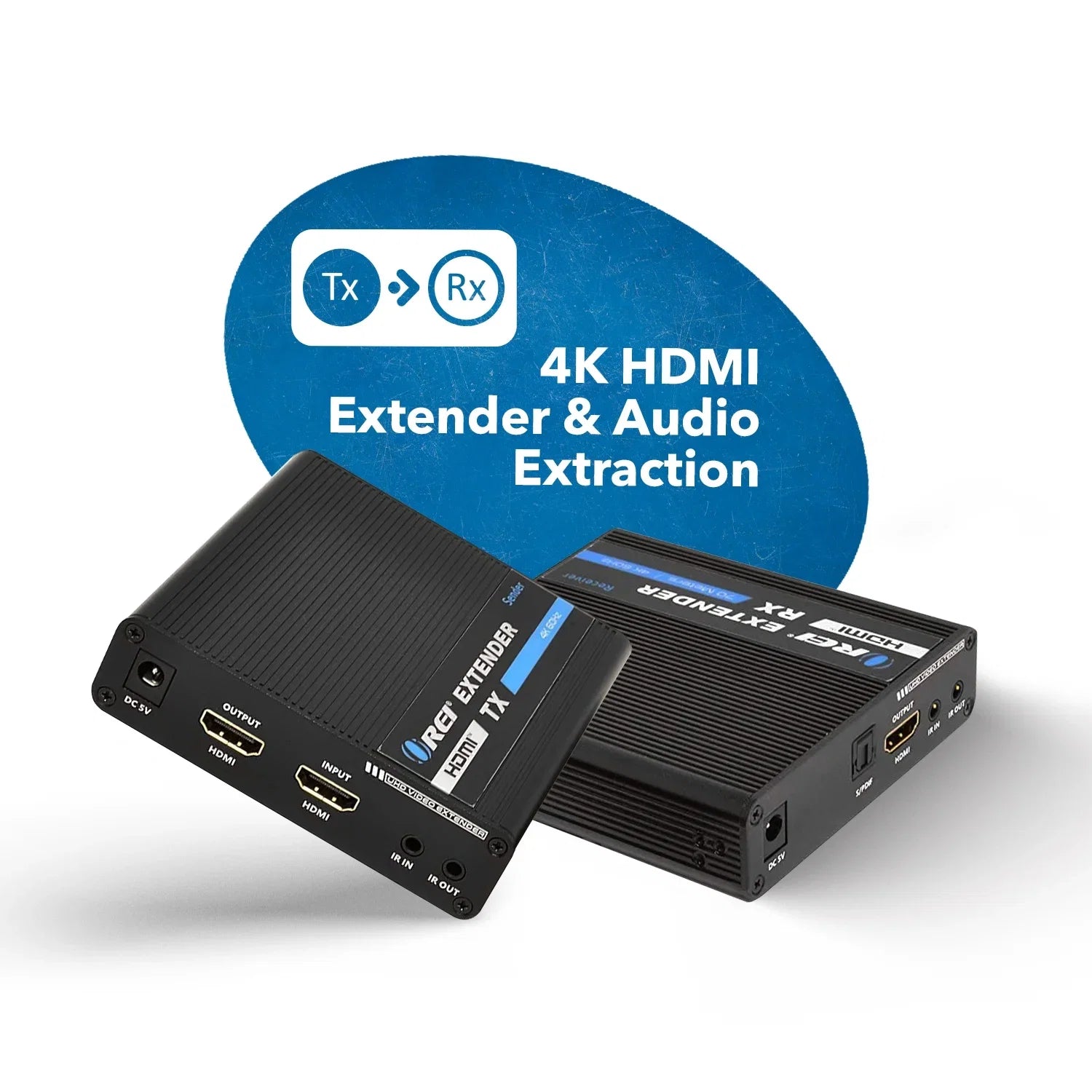 HDMI Audio Over Extender (UHD-IPC230-K) & 4K Extraction -IR OREI CAT6/7 -230 Ft Blaster