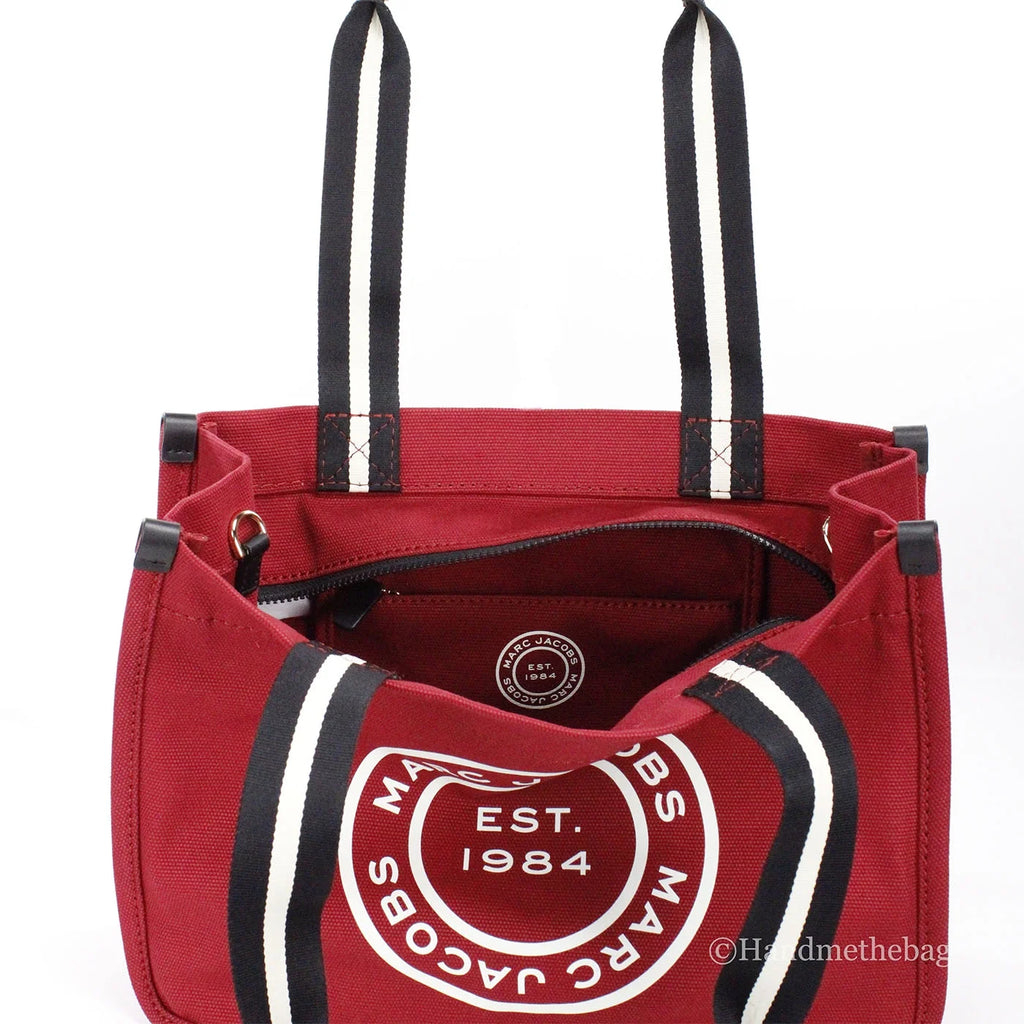 Red Canvas Bag Jacobs Medium Shoulder Tote Marc Convertible Fabric Purse Savvy