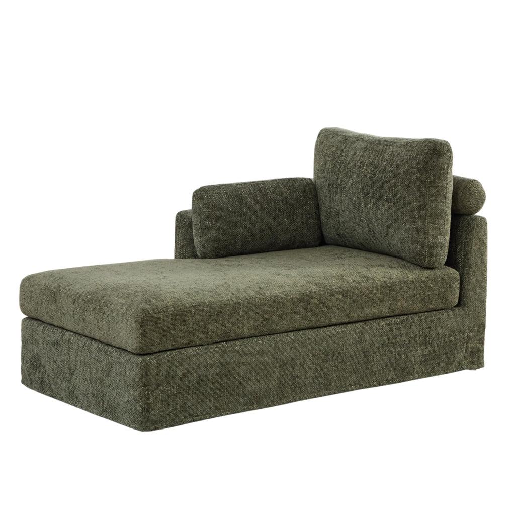 Modern 32''W Chaise Lounge with Armrest (Hold Right Arm), Indoor Recliner, Comfy Deep Seat Sleeper Chair Single Sofa Bed for Apartment, Living Room, Ivory L.