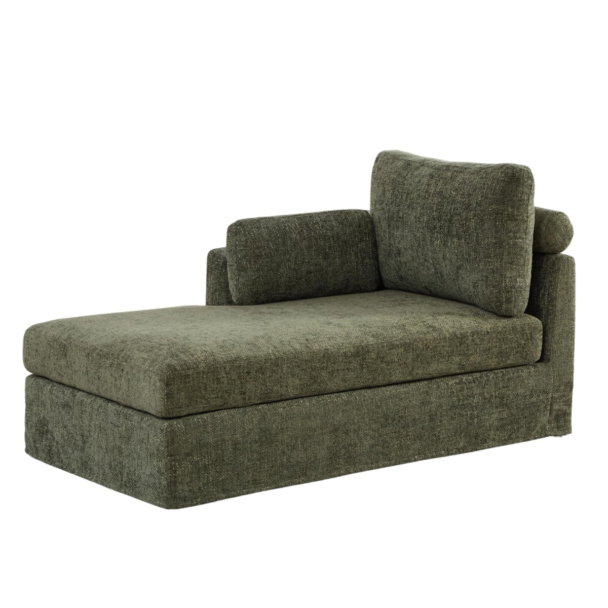 Modern 32''W Chaise Lounge with Armrest (Hold Right Arm), Indoor Recliner, Comfy Deep Seat Sleeper Chair Single Sofa Bed for Apartment, Living Room, Ivory L.