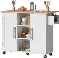 DUMOS 42in Rolling Kitchen Cart on Wheels with Drop Leaf & Storage