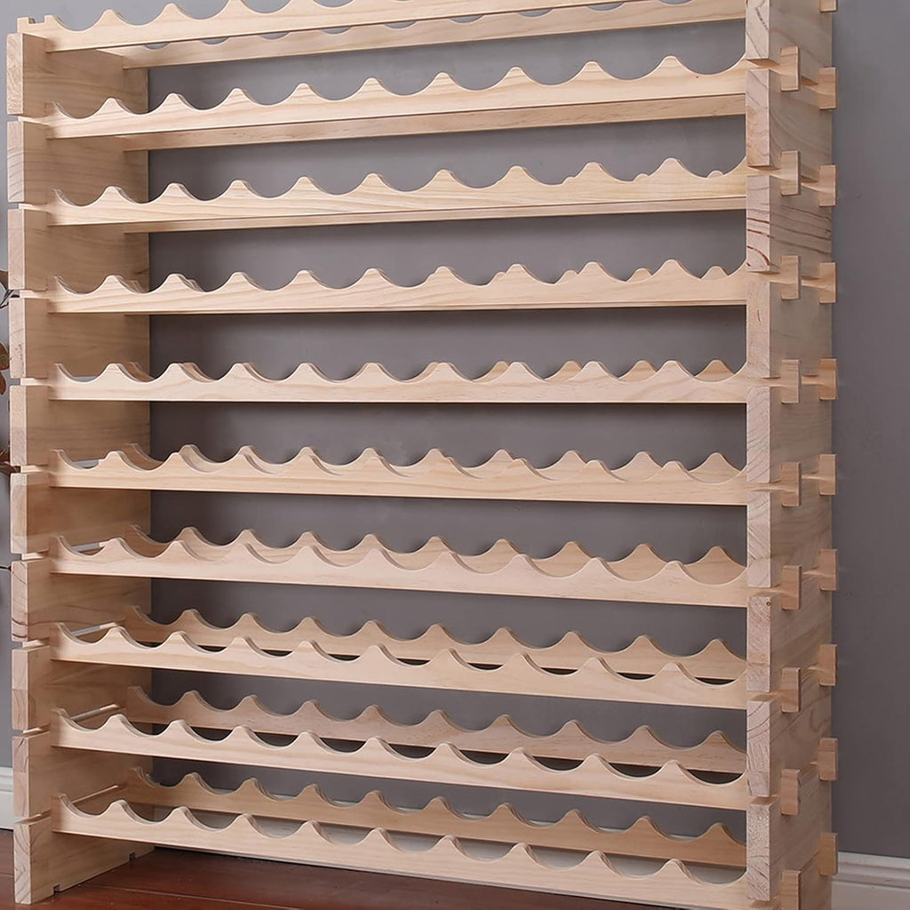 Wine Rack Cabinet Freestanding for Floor Wooden Stackable Storage Modular countertop Wood Wine Holder (120bottle)