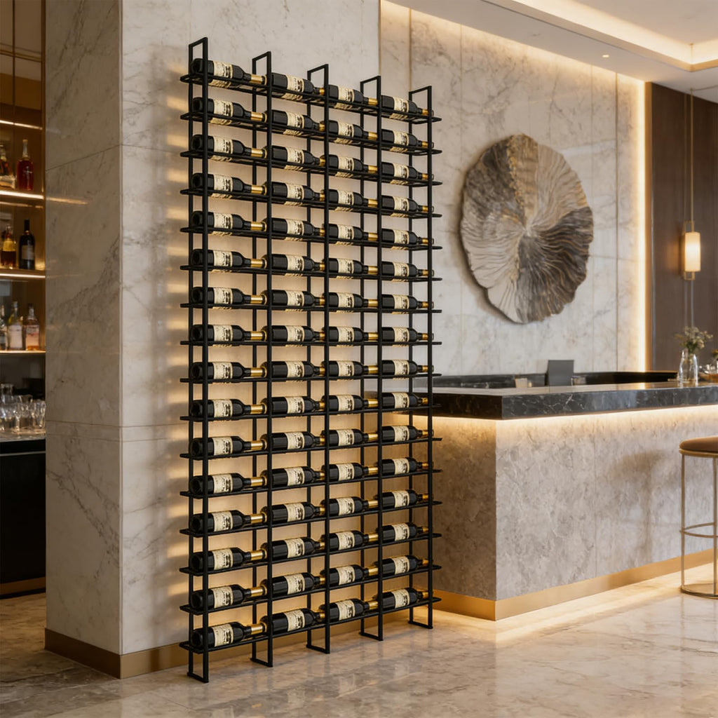 Large Wall Mounted Wine Rack, (Gold, 3 Cols (48 Bottles))