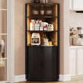ComfyCorner 72" Tall Corner Bar Cabinet with LED Lights & Sliding Door