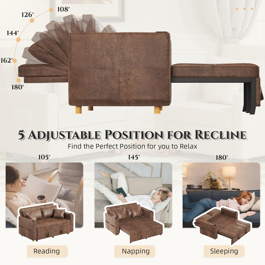 YODOLLA Sleeper Chair Pull Out Bed, Chair Bed Sleeper for Adults, Beige