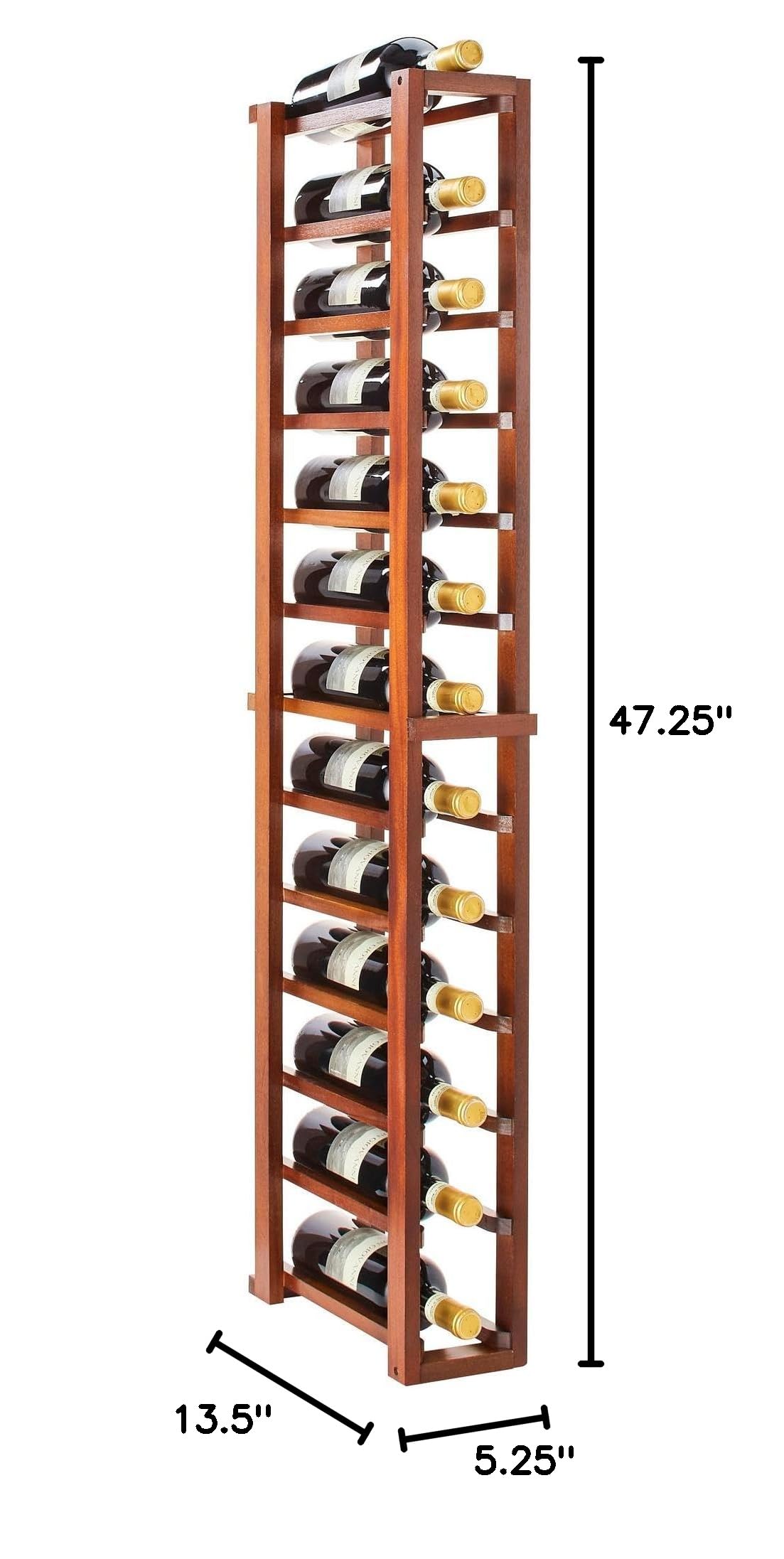 Wine Enthusiast N'FINITY Stackable 4 Foot Wine Rack - Curved Corner - Solid Mahogany - 48 Bottles - Stylish Durable Wine Rack Home Decor â Bar Cabinet Liquor Storage