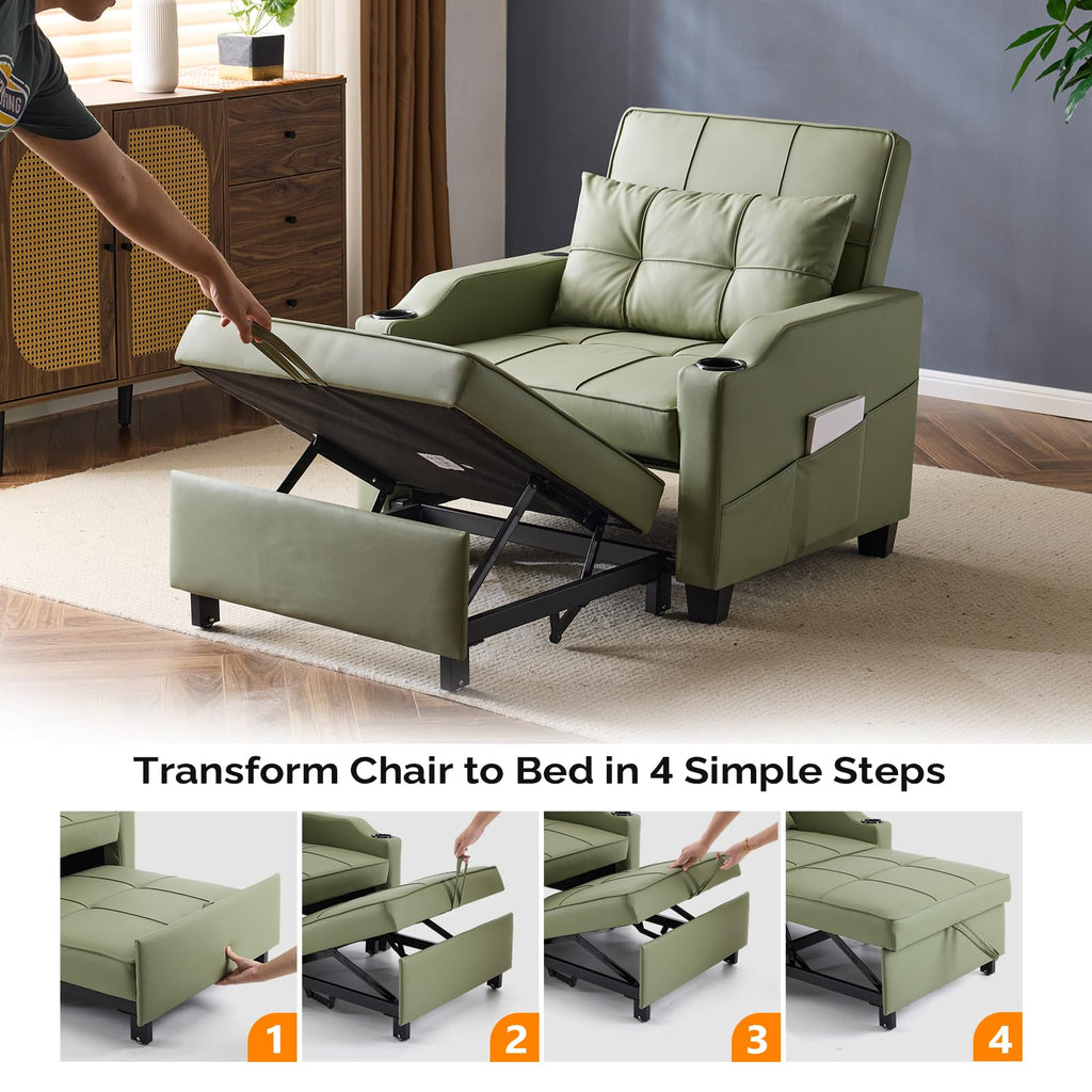 VINGLI Convertible Sleeper Chair Bed, Pull Out Sofa Couch for Living Room
