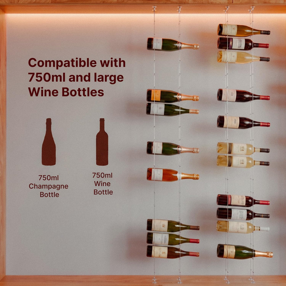 Cable Wine Racking System - Floor to Ceiling Wine Storage by Wine Stash