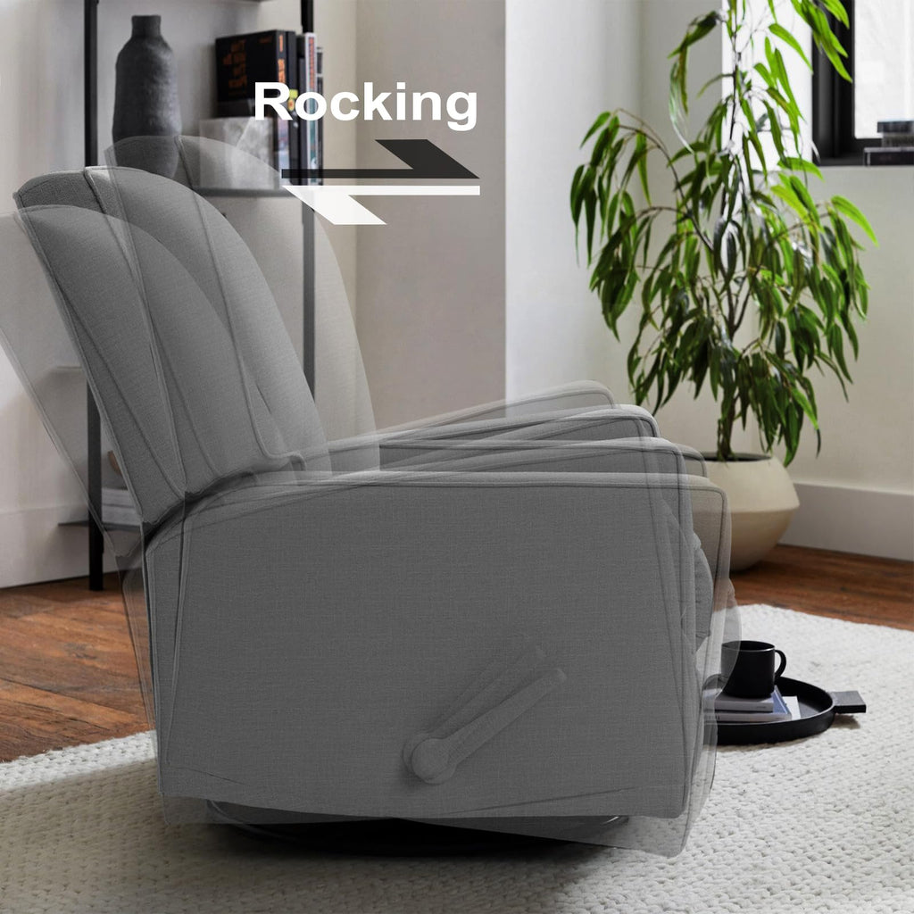 Harkawon Swivel Rocker Recliner Chair, Glider Rocker Recliner, Beige