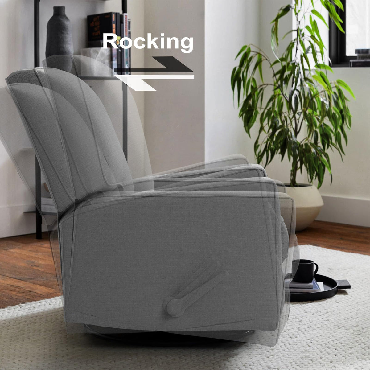 Harkawon Swivel Rocker Recliner Chair, Glider Rocker Recliner, Beige