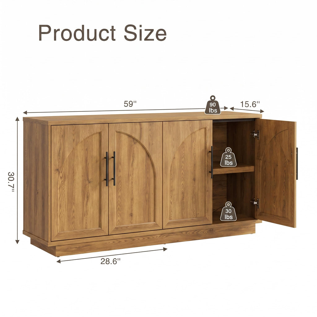 Fatmok 79" Tall Arched Pantry Cabinet with LED Light & Charging Station, Modern Coffee Bar Liquor Cabinet with Wine Rack & Glass Holder, Kitchen Storage Cabinet with Adjustable Shelves, Black Grey