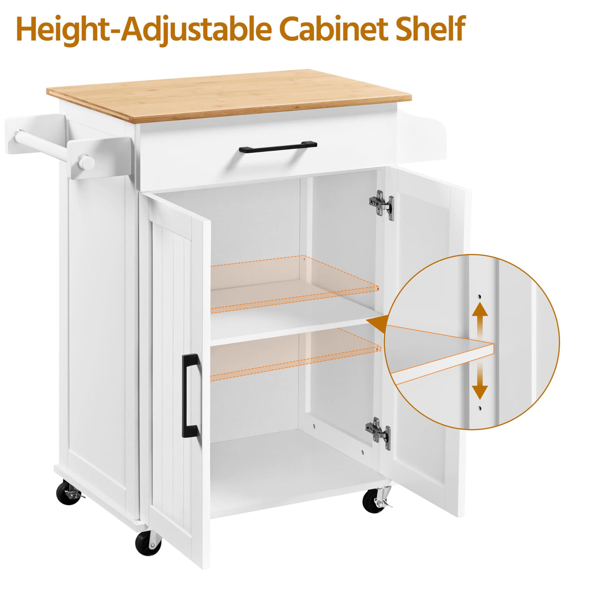 Yaheetech Kitchen Island Cart with Storage, Drop Leaf, Open Shelves, Black