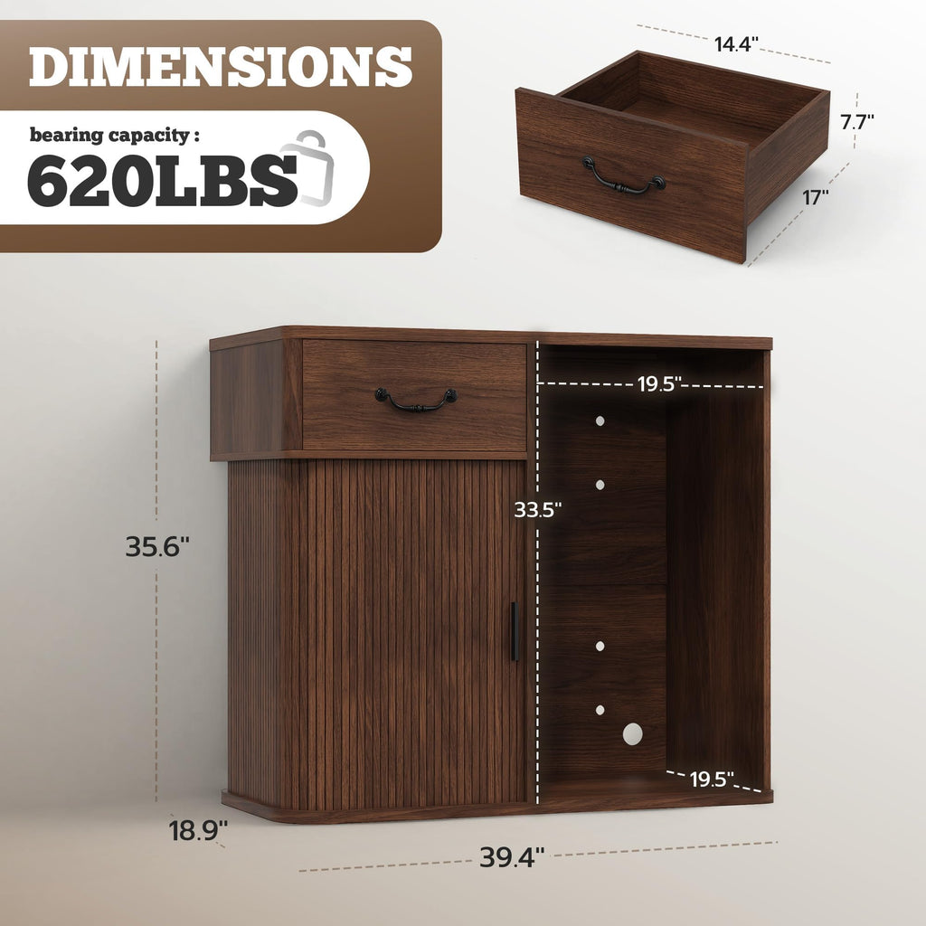 Large Coffee Bar Cabinet with Mini Fridge Space, Liquor Wine Bar Cabinet with Drawer and Glass Holder, Buffet Sideboard Table for Kitchen, Dining Room, Living Room
