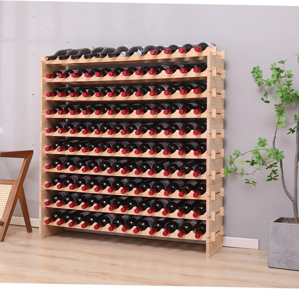 Wine Rack freestanding Floor Cabinet 144bottle Wood Stackable Storage Modular Wine Holder Display Shelves ï»¿