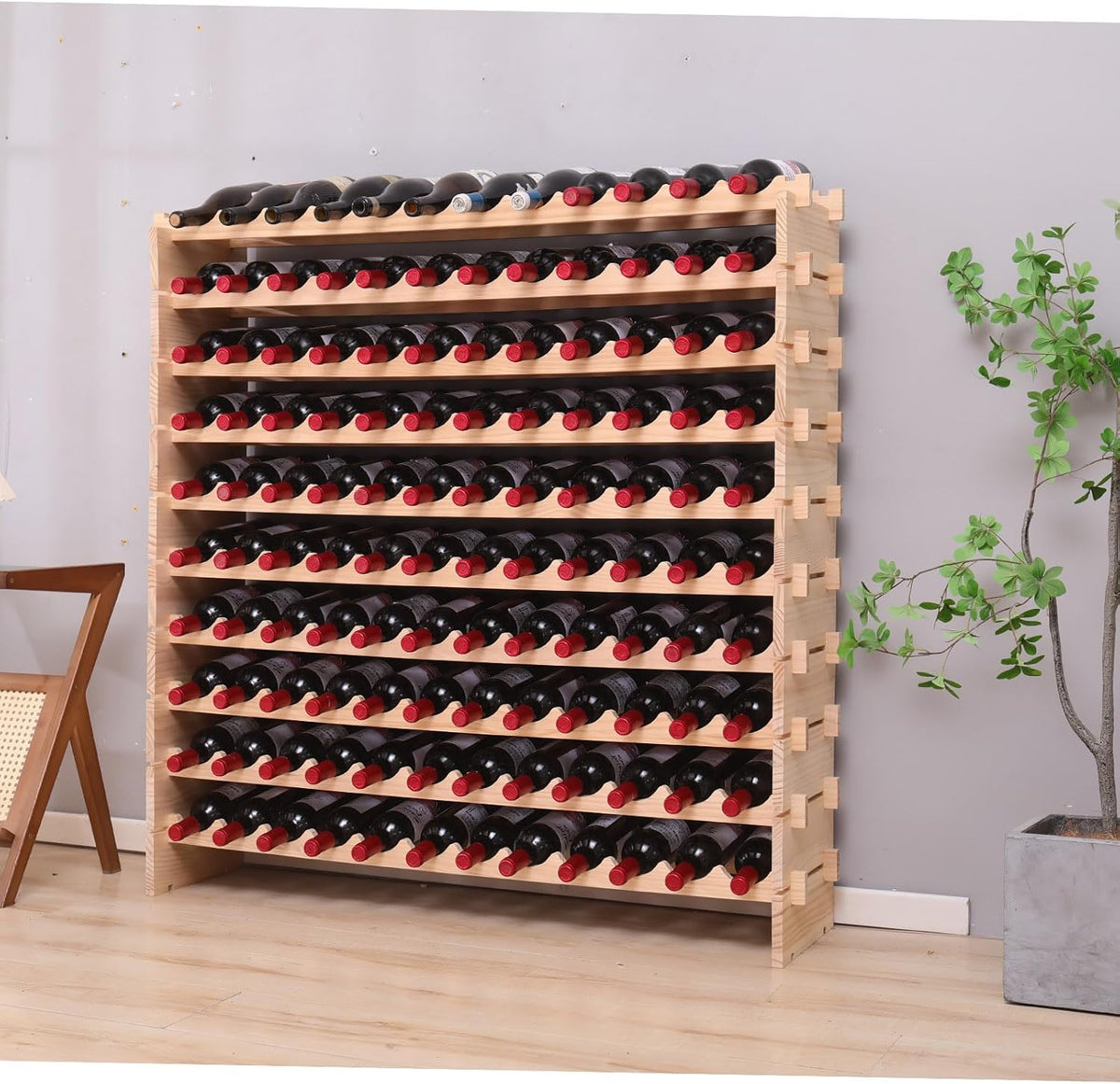 Wine Rack freestanding Floor Cabinet 144bottle Wood Stackable Storage Modular Wine Holder Display Shelves ï»¿