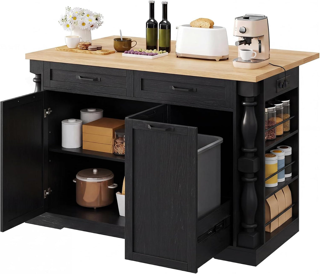 Island Table for Kitchen,48" Rolling Kitchen Island with Drop Leaf