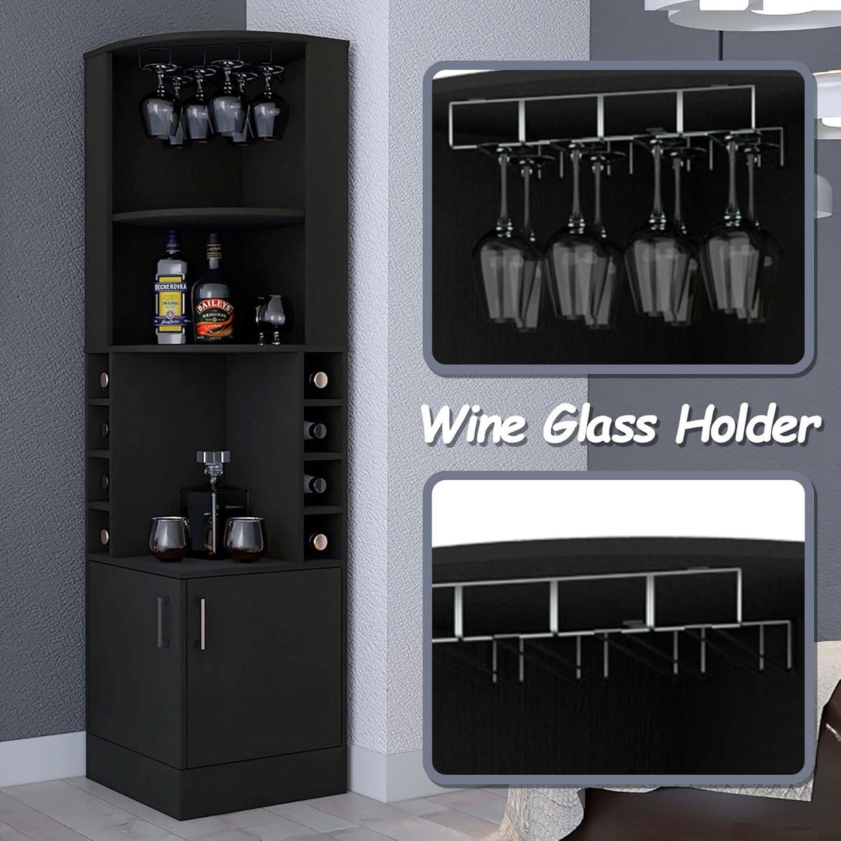 HRVEOCEI 71 Inch Corner Wine Cabinet, Tall Corner Bar Cabinet