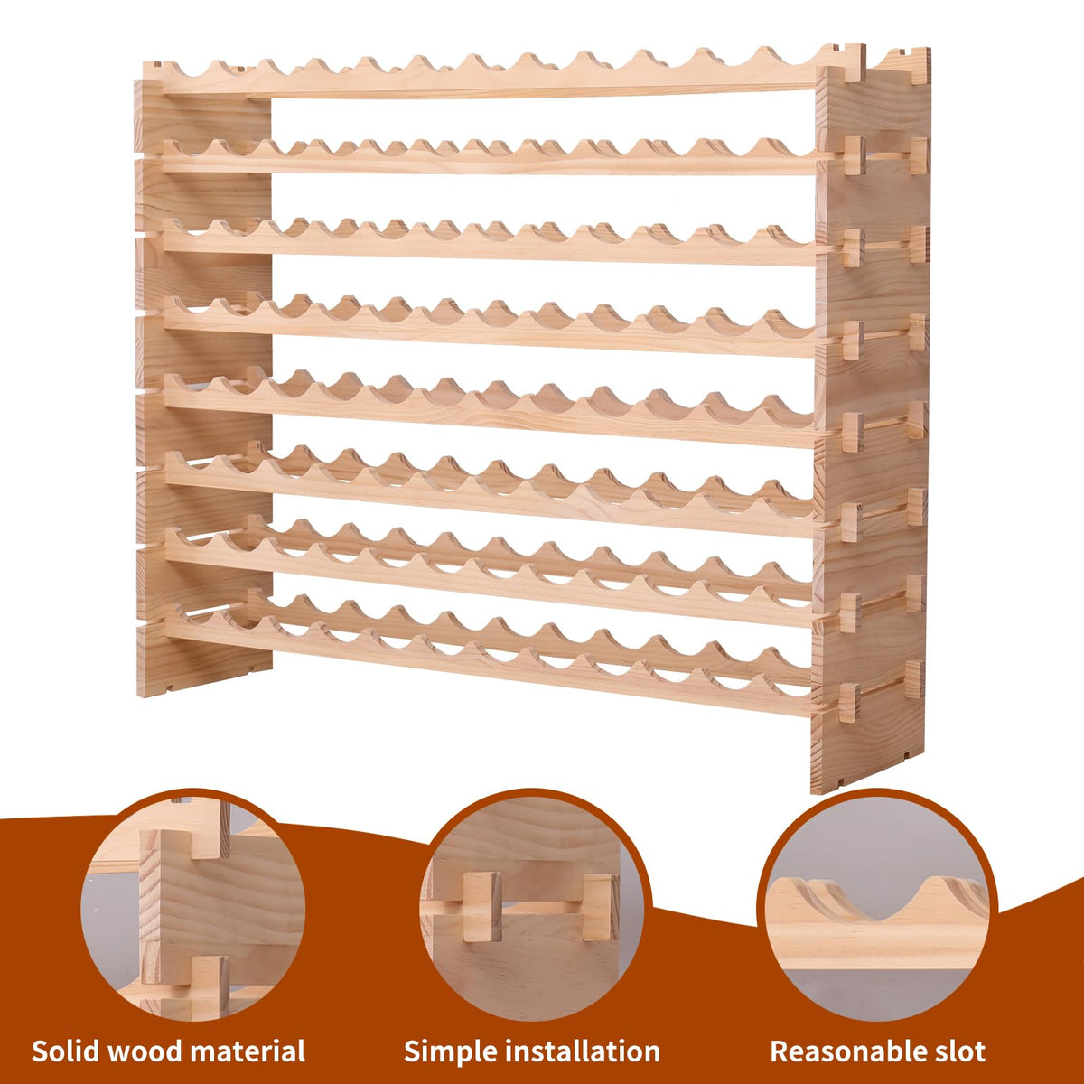 Wood Stackable Storage Modular Wine Rack Cabinet 120 Bottle freestanding Floor Wine Bottle Holder Display Shelves