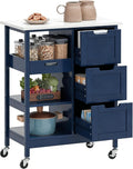 DWVO Solid Wood Top Rolling Kitchen Island Cart
