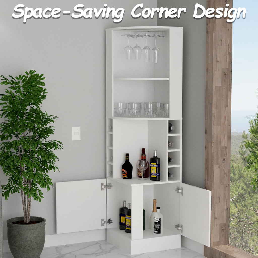 HRVEOCEI 71 Inch Corner Wine Cabinet, Tall Corner Bar Cabinet