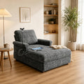 EJUNQ 66.5" Oversized Chaise Lounge Chair Indoorï¼Cozy Sofa Bed with Phone Holder and USB Chargerï¼Upholstered Deep Seat Sleeper Sofa Bedï¼Comfy Single Sofa Armchair for Living Room, Grey