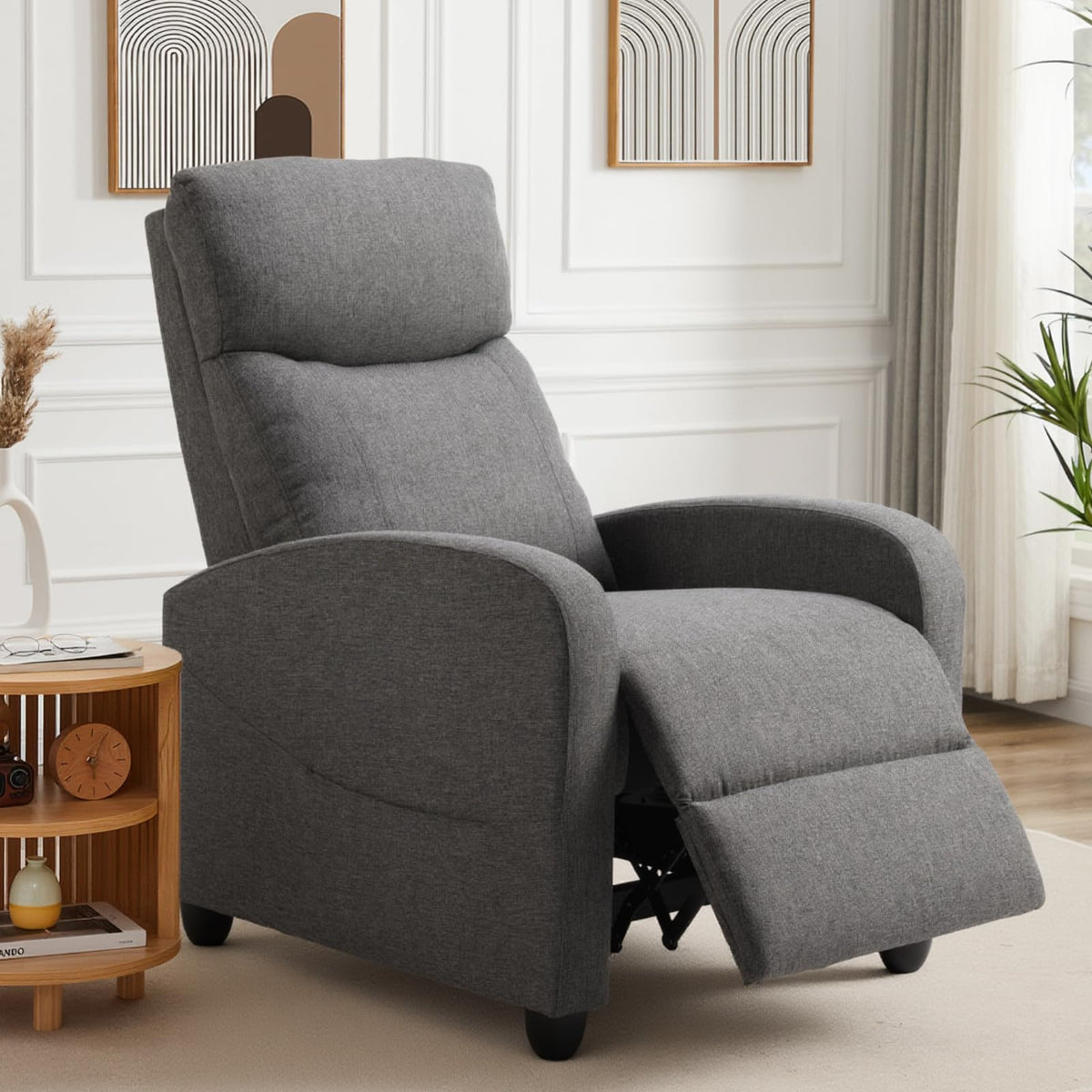 Sweetcrispy Recliner Chair PU Leather Recliner Sofa No Massage, Home Theater Seating with Lumbar Support, Adjustable Push Back Overstuffed High-Density Sponge Reclining for Living Room, Black