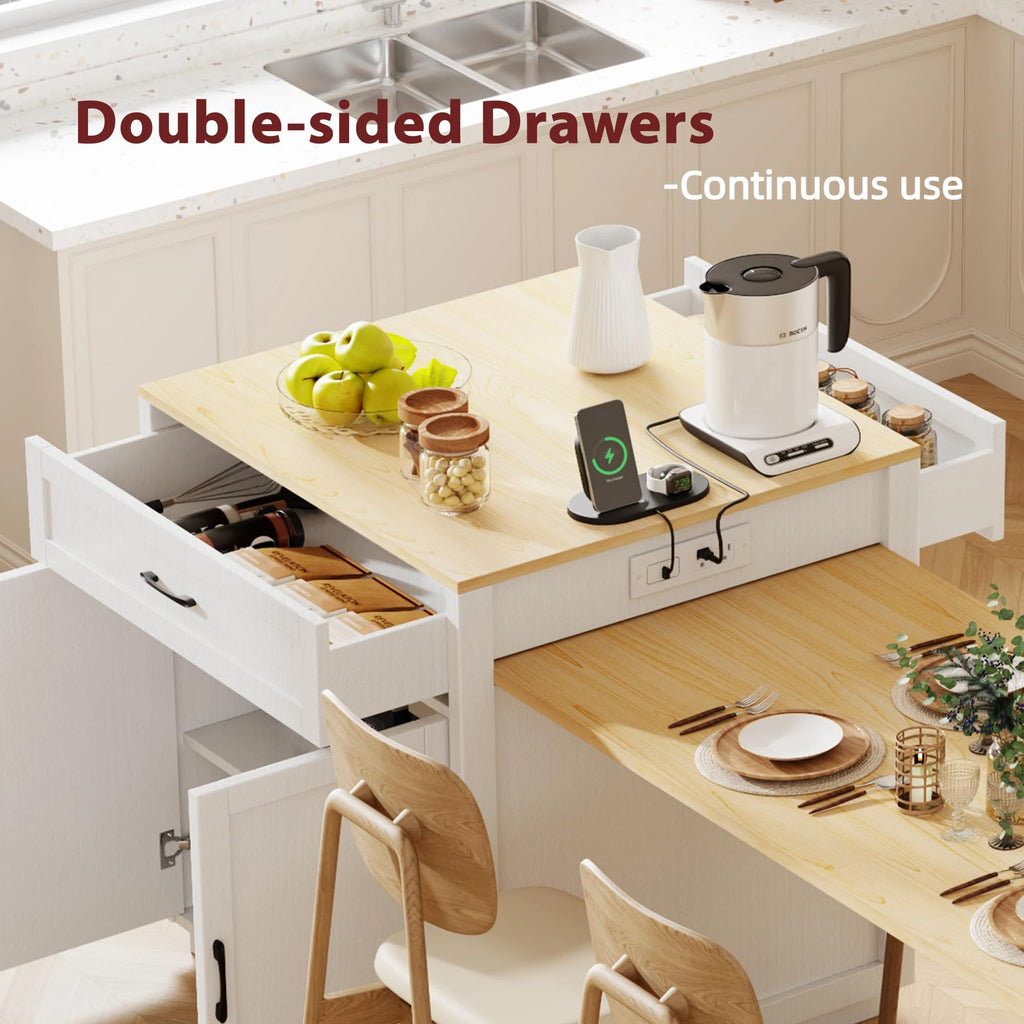 82.7" Kitchen Island Table with Seating & Extendable Dining Table