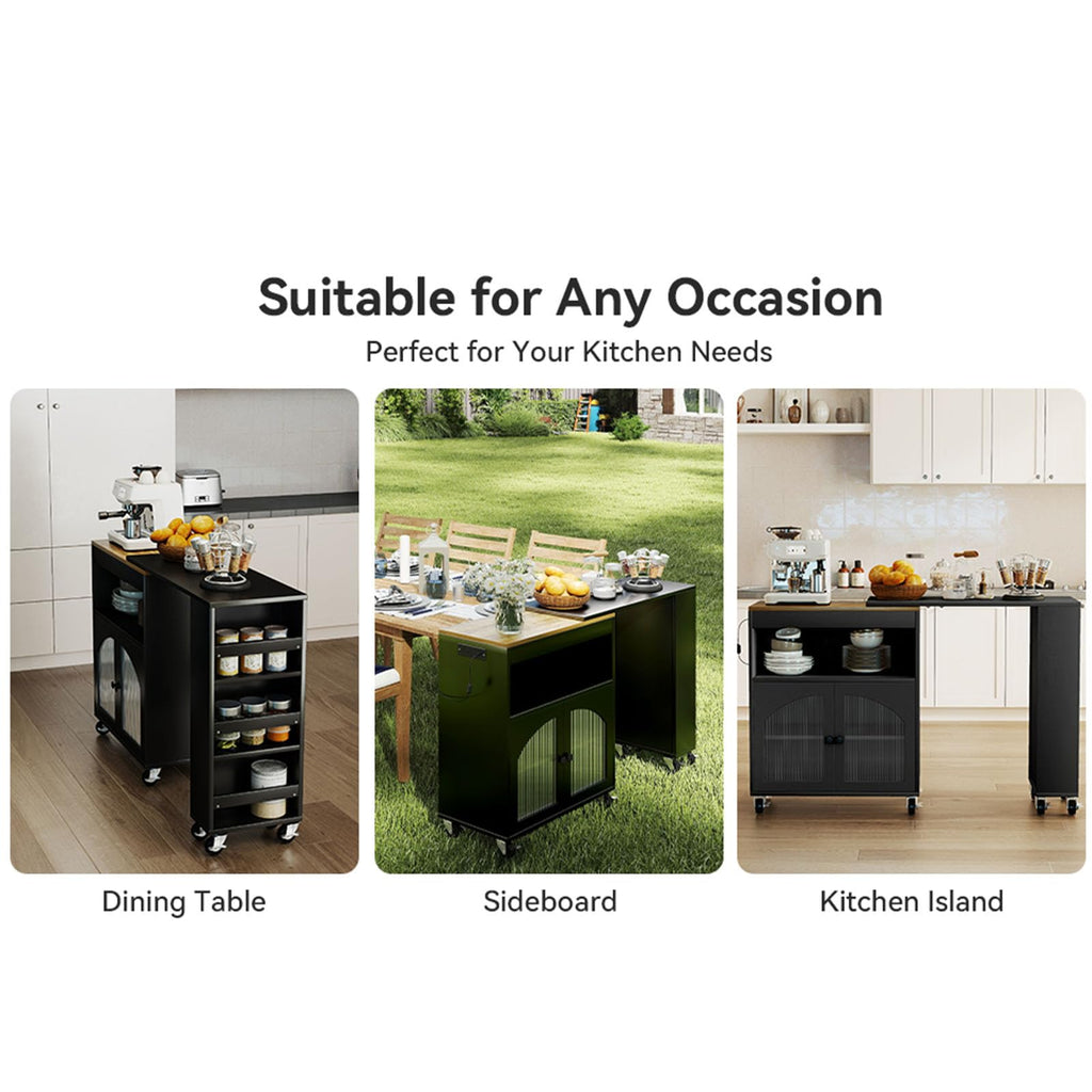 41'' Kitchen Island with Storage - Versatile Storage Cart & Rolling Island Table on Wheels for Dining Room, Kitchen Use (Blue)