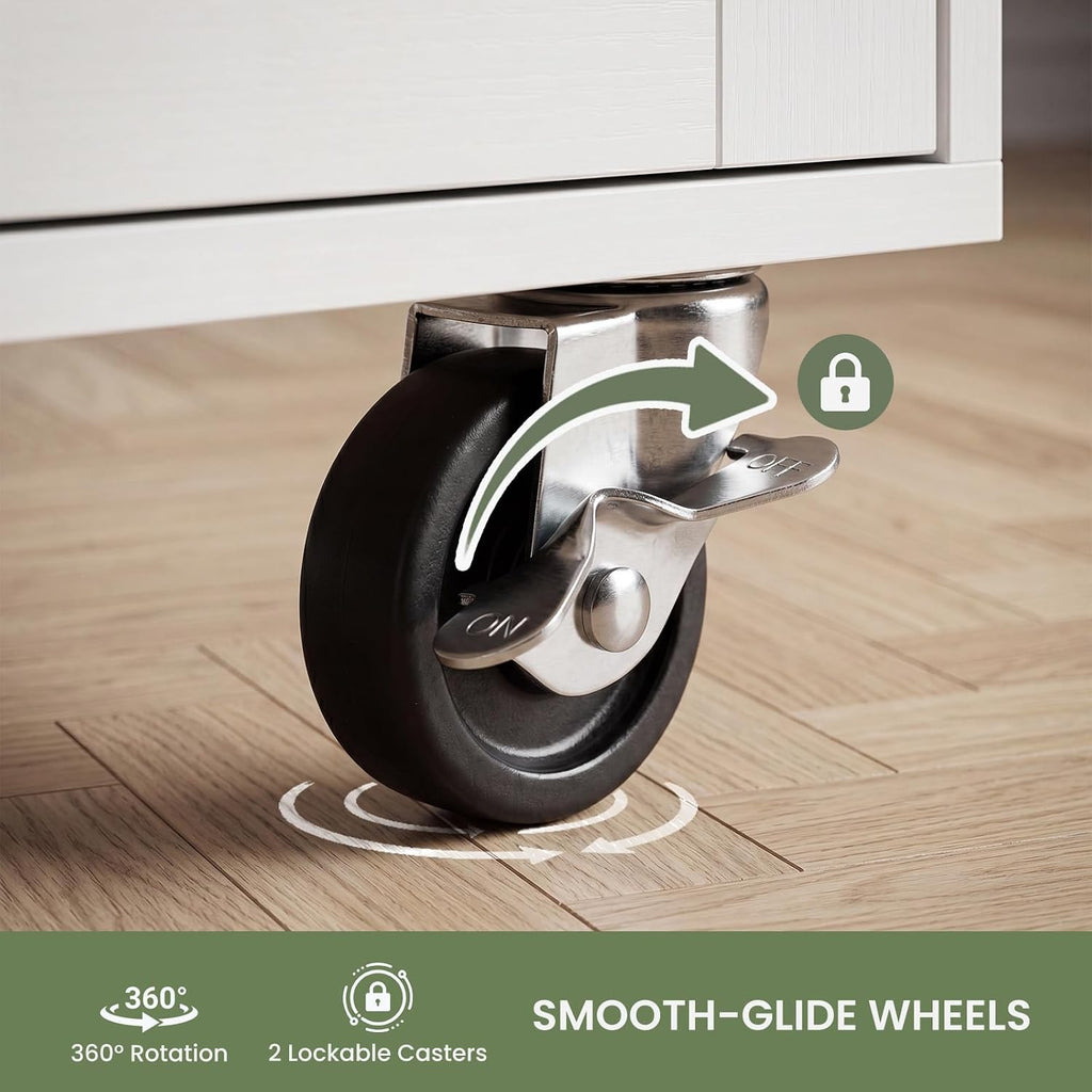 DUMOS 42in Rolling Kitchen Cart on Wheels with Drop Leaf & Storage