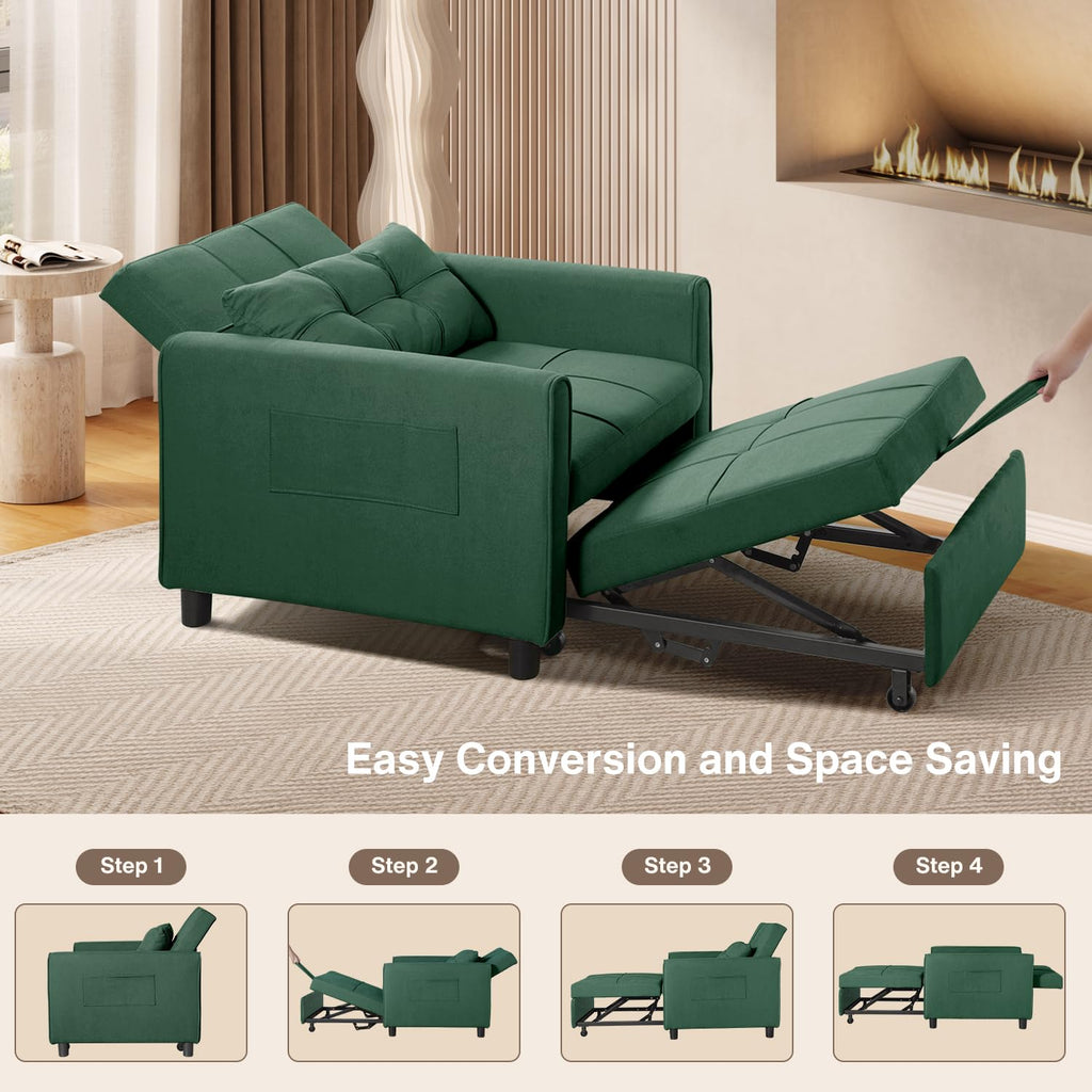 Aiho 3-in-1 Sleeper Chair Bed Convertible Sofa, Dark Gray